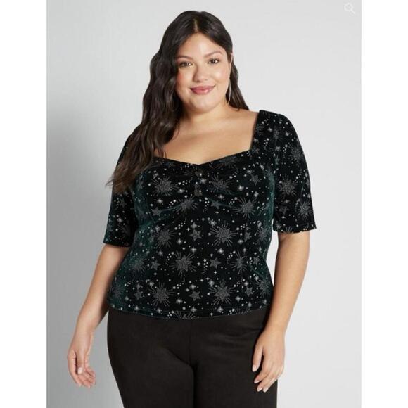 Modcloth x Collectif top 18 green velvet star fairy festival renaissance plus - Picture 1 of 7